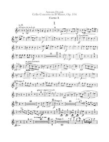 Partition cor 1, 2 (en E, D, F), 3 (en D, C, E), violoncelle Concerto