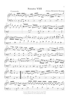 Partition , Sonata en A major, 12 clavecin sonates ou , Roman, Johan Helmich