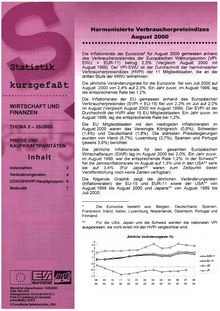 Statistik kurzgefaßt. Wirtschaft und Finanzen Nr. 35/2000. Harmonisierte Verbraucherpreisindizes
