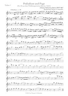 Partition violon 1, Das wohltemperierte Klavier I, The Well-Tempered ClavierPraeludia und Fugen durch alle Tone und Semitonia / Preludes and Fugues through all tones and semitones