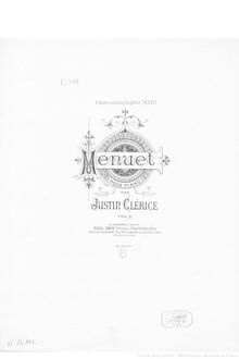 Partition complète, Menuet, A major, Clérice, Justin