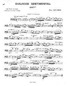 Partition basson (ou violoncelle), Dialogue sentimental, Lacombe, Paul