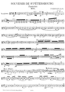 Partition de viole de gambe, Souvenir de St Pétersbourg, Op.15