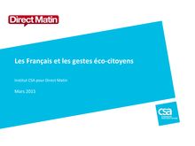 Sondage CSA / Direct Matin : Les Français et les gestes éco-citoyens