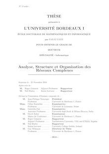 Analyse, structure et organisation des réseaux complexes, Analysis, structure and organization of complex networks