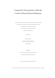 Comparative neuroanatomy within the context of deep metazoan phylogeny [Elektronische Ressource] / vorgelegt von Carsten Michael Heuer