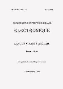 Anglais 1999 BEP - Electrotechnique
