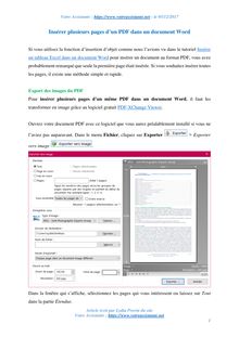 Insérer plusieurs pages d'un PDF dans un document Word
