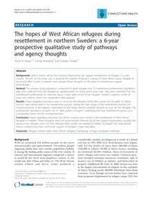 The hopes of West African refugees during resettlement in northern Sweden: a 6-year prospective qualitative study of pathways and agency thoughts
