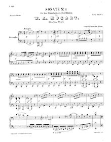 Partition complète, Sonata pour Piano Four-mains, F major, Mozart, Wolfgang Amadeus par Wolfgang Amadeus Mozart