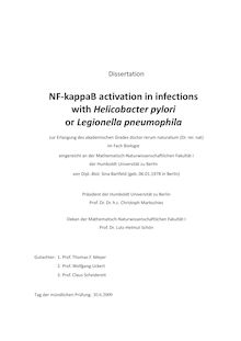 NF-kappaB activation in infections with Helicobacter pylori or Legionella pneumophila [Elektronische Ressource] / von Sina Bartfeld