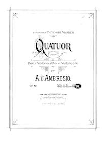 Partition violoncelle, corde quatuor, C Minor, D Ambrosio, Alfredo