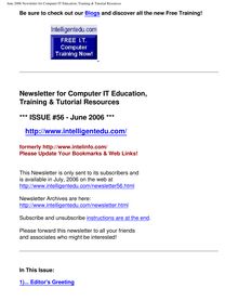 June 2006 Newsletter for Computer IT Education, Training & Tutorial  Resources