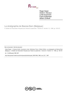 La stratigraphie de Beerse-Dam (Belgique)  - article ; n°1 ; vol.23, pg 158-167