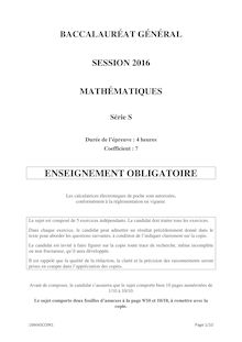 Bac 2016 - Maths série S (obligatoire)