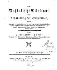 Partition Complete Book, Der musikalische Dilettant, Daube, Johann Friedrich