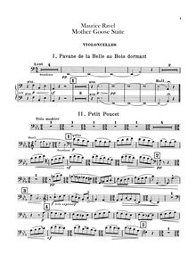 Partition violoncelles, Ma Mère l Oye (cinq pièces enfantines), Mother Goose