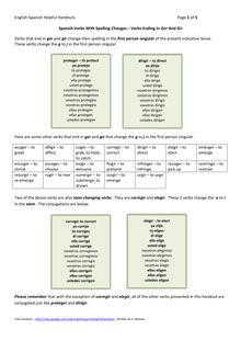 Spanish verbs with spelling changes verbs ending in ger and gir