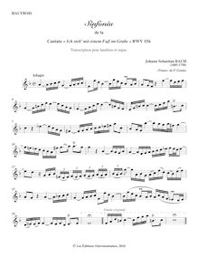 Partition hautbois , partie, Ich steh mit einem Fuss im Grabe, Bach, Johann Sebastian