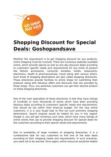 Shopping Discount for Special Deals by Goshopandsave