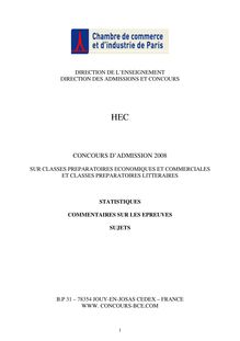 Annales concours admission TOUT BCE et HEC