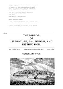The Mirror of Literature, Amusement, and Instruction - Volume 14, No. 387, August 28, 1829