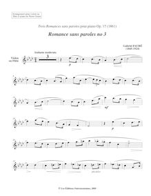 Partition violon ou flûte , partie, Romance Sans Paroles Op.17, Songs without Words