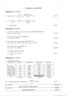 Corrige BEP LOGISTIQUE Mathematiques 2004