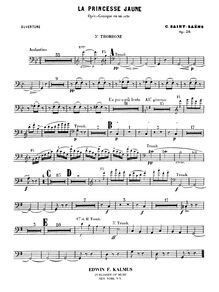 Partition Trombone 3, La princesse jaune, opéra-comique en un acte de Louis Gallet, Op.30