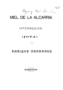 Partition complète, Jota de Miel de la Alcarria, Granados, Enrique