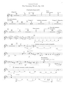 Partition basse clarinette (en B♭), pour Noon Witch, Polednice, Dvořák, Antonín