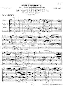 Partition complète, corde quatuor No.8, Op.59/2, Second Rasumowsky-Quartet par Ludwig van Beethoven