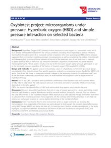 Oxybiotest project: microorganisms under pressure. Hyperbaric oxygen (HBO) and simple pressure interaction on selected bacteria