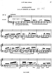 Partition 5 Andante de la 3e Sonate de Violon, Oeuvres de J. S. Bach - 12 transcriptions pour le piano