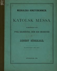 Partition Vocal Score, Missa Solemnis, Catholic Mass, Katolsk Messa