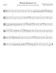 Partition ténor viole de gambe 2, alto clef, French Chanson, Sermisy, Claudin de par Claudin de Sermisy