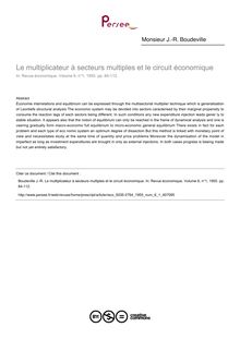 Le multiplicateur à secteurs multiples et le circuit économique - article ; n°1 ; vol.6, pg 84-112