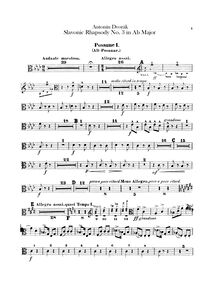 Partition Trombone 1 (alto), 2 (ténor), 3 (basse), Slavonic Rhapsodies par Antonín Dvořák