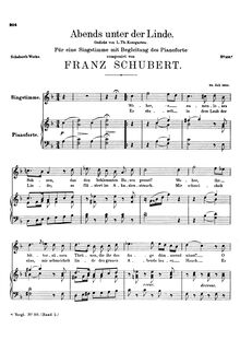 Partition complète, Abends unter der Linde, Evening Beneath the Linden Tree par Franz Schubert