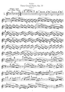 Partition parties complètes, 3 Grand duos pour 2 flûtes, Op.39, Kuhlau, Friedrich par Friedrich Kuhlau