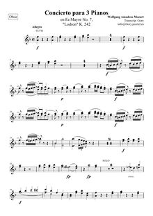 Partition hautbois 1/2, Piano Concerto No.7, Lodron-Konzert ; Lodron Concerto