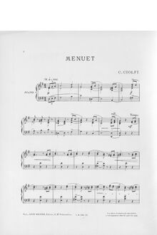 Partition No.3 Menuet,  pour le piano, Ciolfi, C