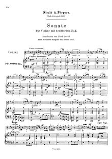 Partition complète, violon Sonata en G major, Sonate für Violine mit beziffertem Bass