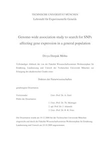 Genome-wide association study to search for SNPs affecting gene expression in a general population [Elektronische Ressource] / Divya Deepak Mehta