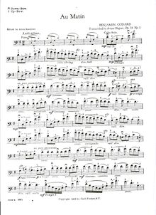 Partition violoncelle score, Au matin, Godard, Benjamin