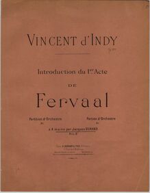 Partition couverture couleur, Fervaal, Op.40, Action musicale en trois actes par Vincent d  Indy