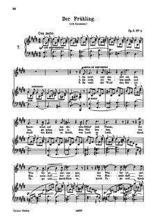 Partition No. 2: Der Frühling, 6 chansons, 6 Gesänge, Brahms, Johannes
