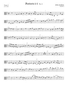 Partition ténor viole de gambe 2, alto clef, fantaisies pour 4 violes de gambe et orgue