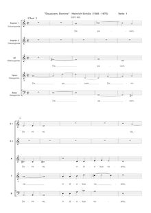 Partition chœur 1 Score, Da pacem, Domine, Schütz, Heinrich