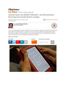Amazon lance son Kindle Unlimited : une dynamisation bienvenue du marché du livre en ligne